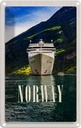 Blechschild 18x12 cm Norwegen Yacht Gebirge Meer Bildmotiv Reisemotiv Abenteuer Reisen Urlaub