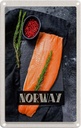 Blechschild 18x12 cm Norwegen Delikatesse Lachs Thymian Bildmotiv Reisemotiv Abenteuer Reisen Urlaub