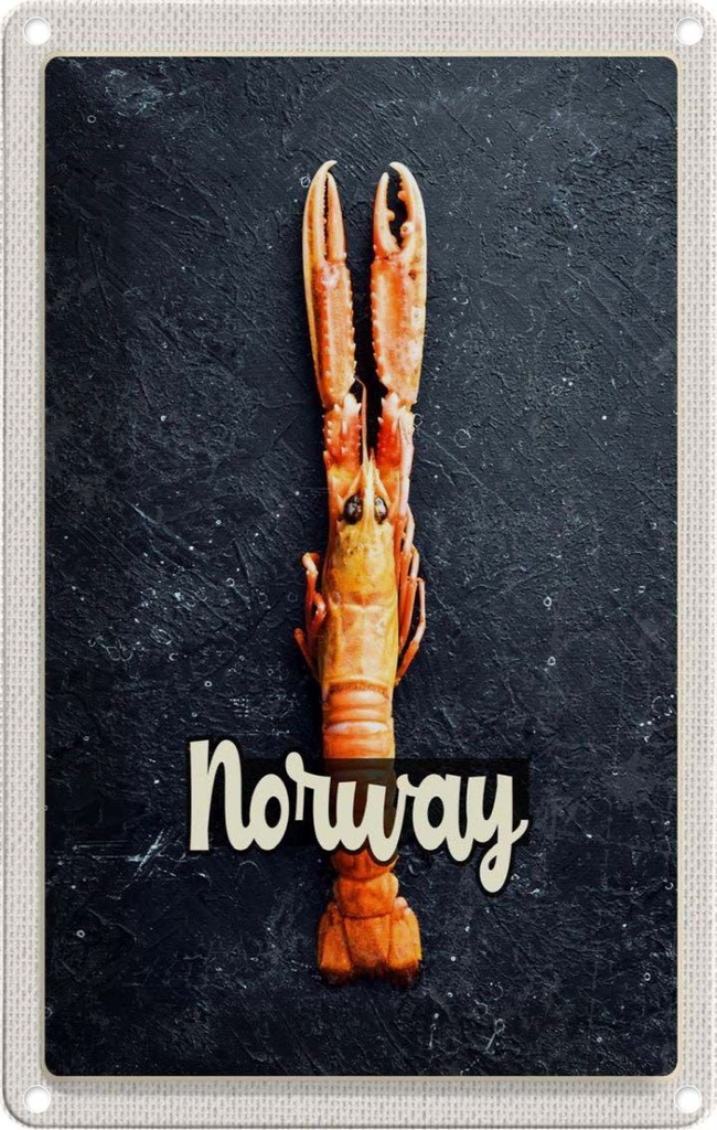 [LA-1782418] Blechschild 18x12 cm Norwegen Fischgerichte Krabben Abenteuer Reisen Urlaub