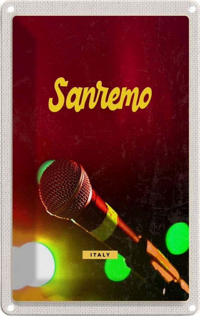 [LA-1782425] Blechschild 18x12 cm Sanremo Italien Musik Band Auftritt Bildmotiv Reisemotiv Abenteuer Reisen Urlaub
