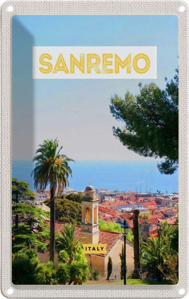 [LA-1782426] Blechschild 18x12 cm Sanremo Italien Reise Sonne Sommer Bildmotiv Reisemotiv Abenteuer Reisen Urlaub