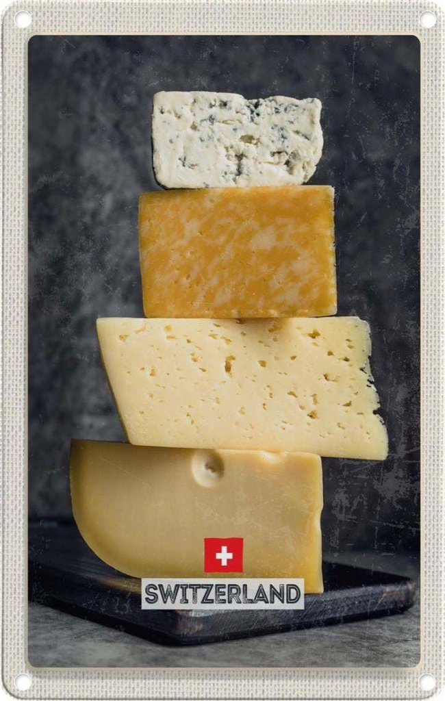 [LA-1782431] Blechschild 18x12 cm Schweiz Bern Käsesorte Emmentaler Bildmotiv Reisemotiv Abenteuer Reisen Urlaub