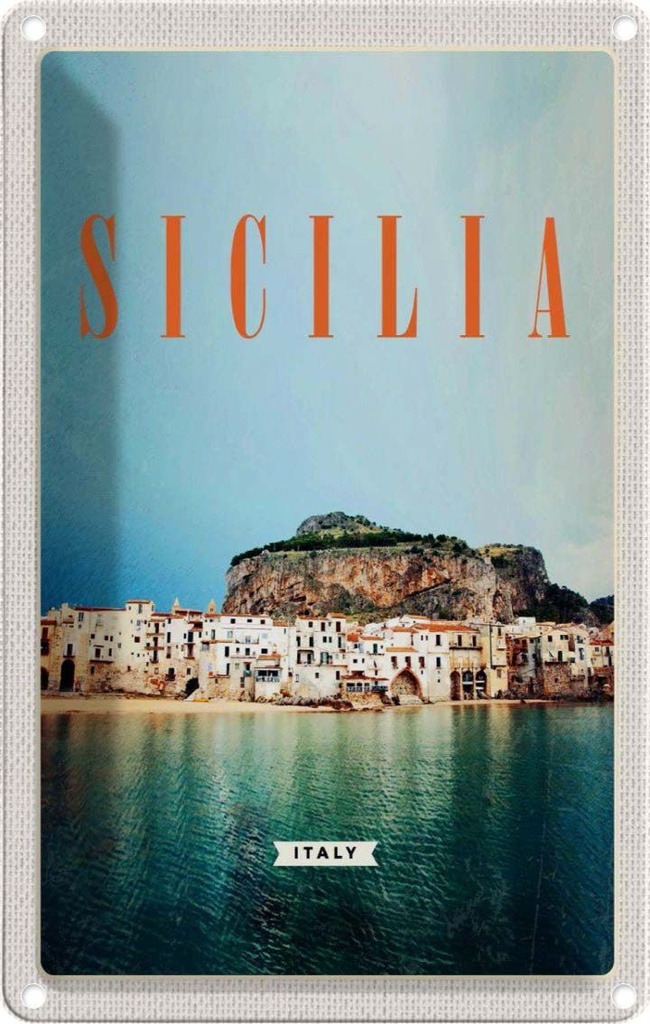 [LA-1782444] Blechschild 18x12 cm Sizilien Strand Europasort Bildmotiv Reisemotiv Abenteuer Reisen Urlaub
