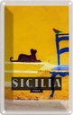 Blechschild 18x12 cm Sizilien Italien malerisches Bild Katze Bildmotiv Reisemotiv Abenteuer Reisen Urlaub
