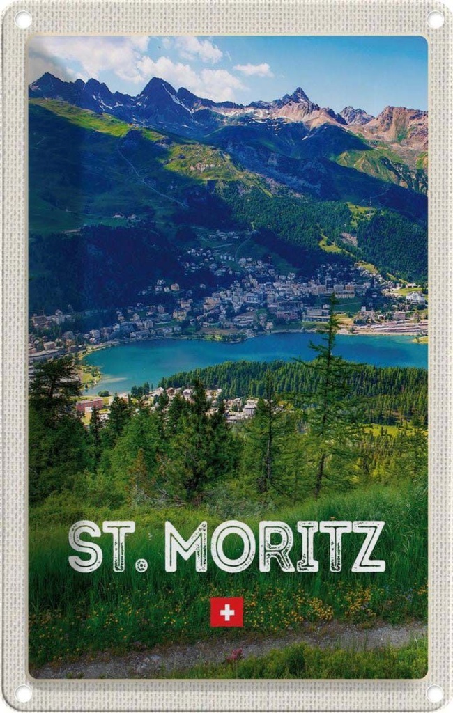 [LA-1782458] Blechschild 18x12 cm St. Moritz Österreich Ausblich Reise Bildmotiv Reisemotiv Abenteuer Reisen Urlaub