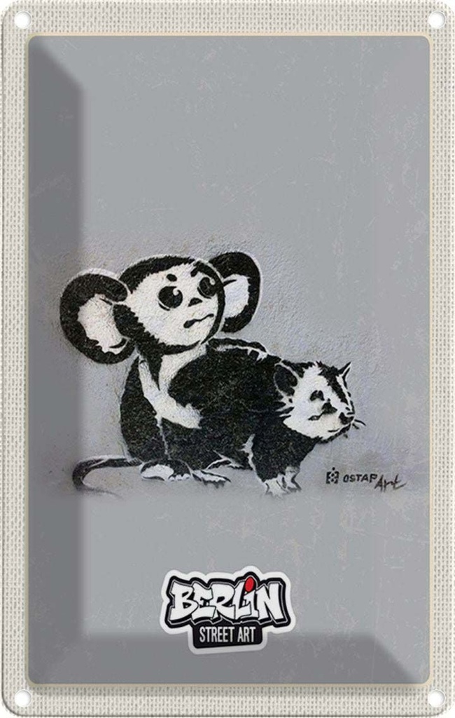 [LA-1782461] Blechschild 18x12 cm Berlin Hauptstadt Street Art Affen Bildmotiv Reisemotiv Abenteuer Reisen Urlaub