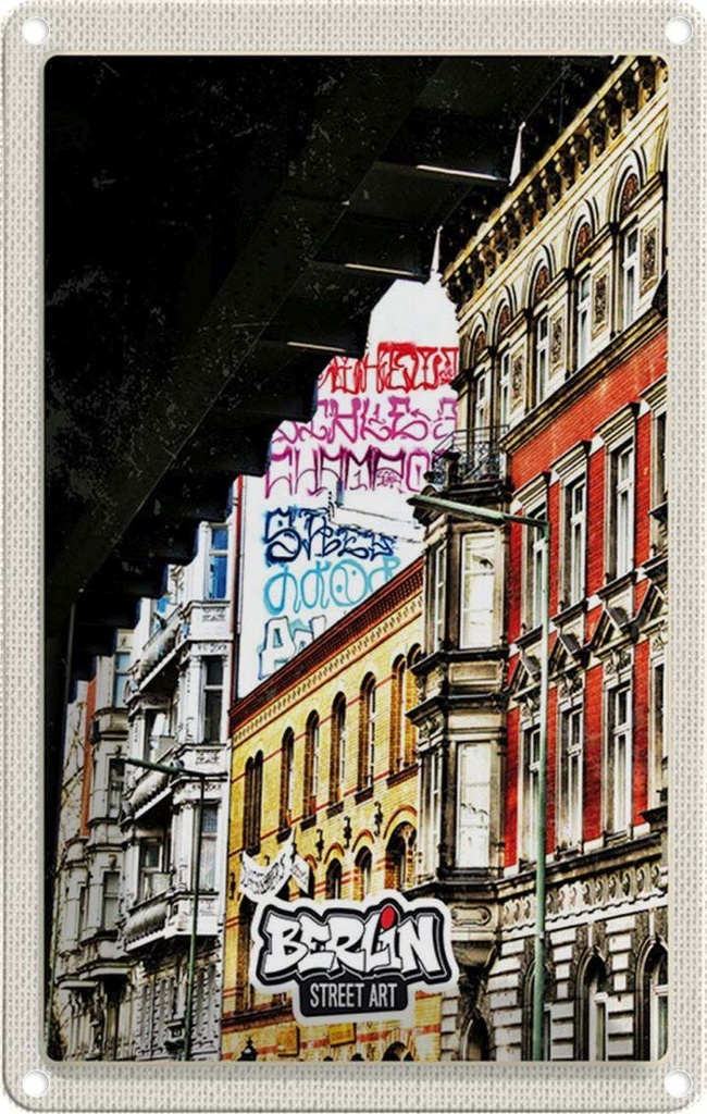 [LA-1782462] Blechschild 18x12 cm Berlin Deutschland Graffiti Street Art Bildmotiv Reisemotiv Abenteuer Reisen Urlaub