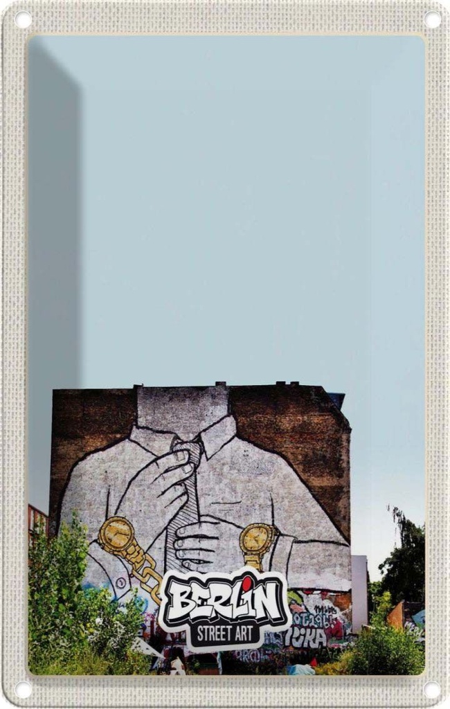 [LA-1782464] Blechschild 18x12 cm Berlin Kreuzberg Graffiti Geschäftsmann Bildmotiv Reisemotiv Abenteuer Reisen Urlaub