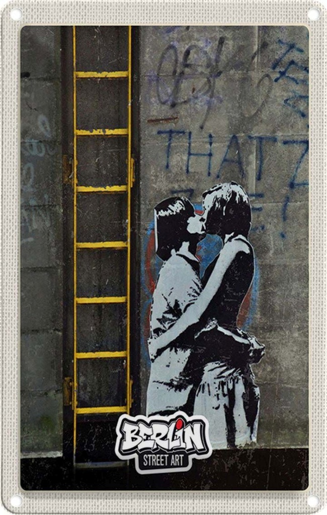 [LA-1782466] Blechschild 18x12 cm Berlin Kunst Graffiti Street Art Bildmotiv Reisemotiv Abenteuer Reisen Urlaub