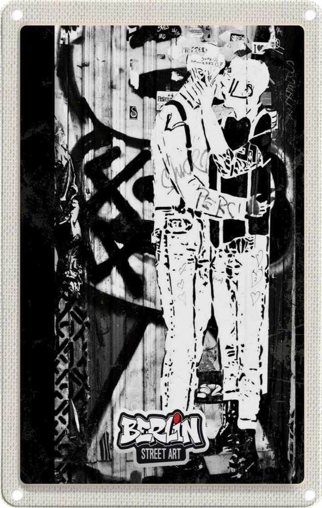 [LA-1782467] Blechschild 18x12 cm Berlin Deutschland Geschlecht Graffiti Bildmotiv Reisemotiv Abenteuer Reisen Urlaub