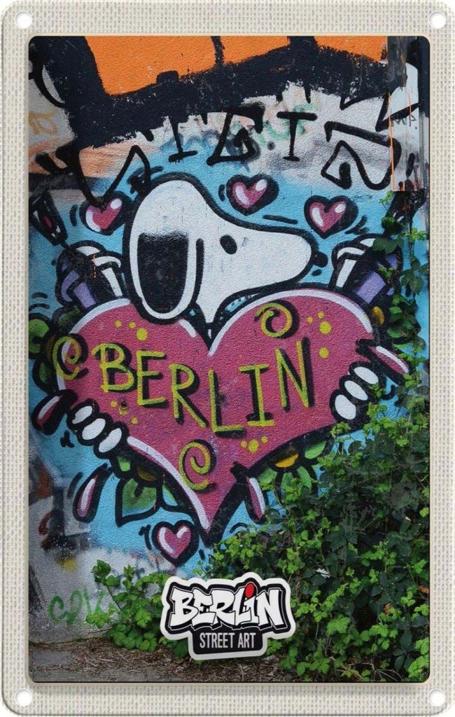 [LA-1782474] Blechschild 18x12 cm Berlin Liebe Urlaub Graffiti Kunst Street Art Bildmotiv Reisemotiv Abenteuer Reisen