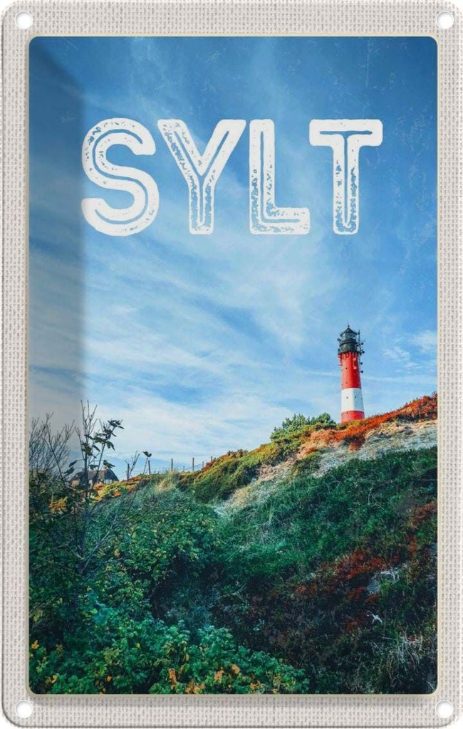 [LA-1782484] Blechschild 18x12 cm Sylt Insel Deutschland Leuchtturm Bildmotiv Reisemotiv Abenteuer Reisen Urlaub