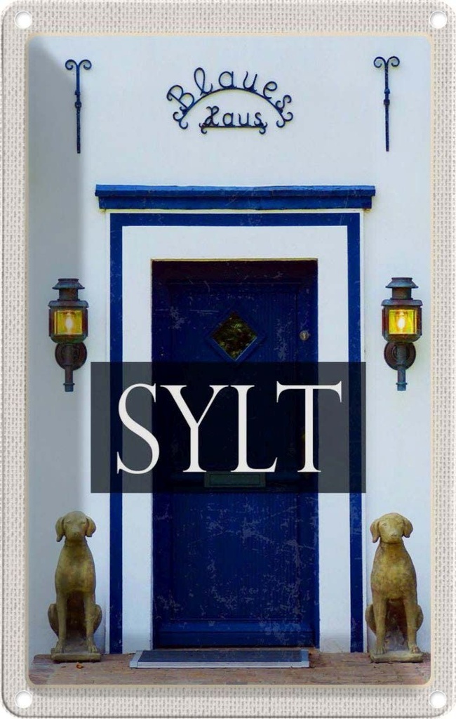 [LA-1782489] Blechschild 18x12 cm Sylt Deutschland Blaues Haus Bildmotiv Reisemotiv Abenteuer Reisen Urlaub