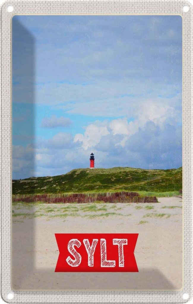 [LA-1782491] Blechschild 18x12 cm Sylt Insel Deutschland Leuchtturm Bildmotiv Reisemotiv Abenteuer Reisen Urlaub