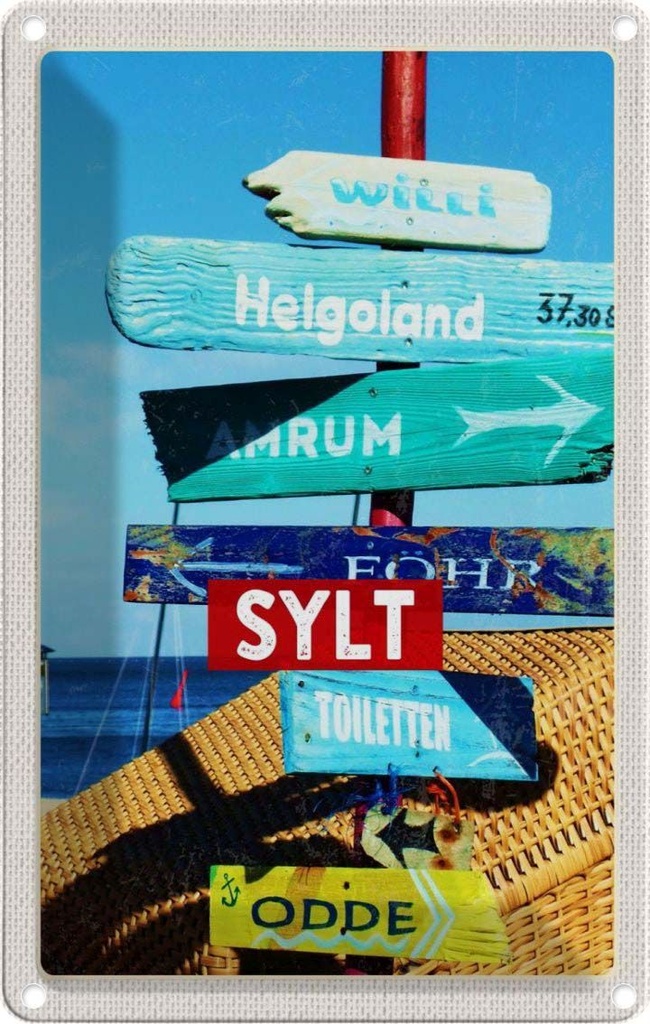 [LA-1782492] Blechschild 18x12 cm Sylt Insel Deutschland Helgoland Bildmotiv Reisemotiv Abenteuer Reisen Urlaub