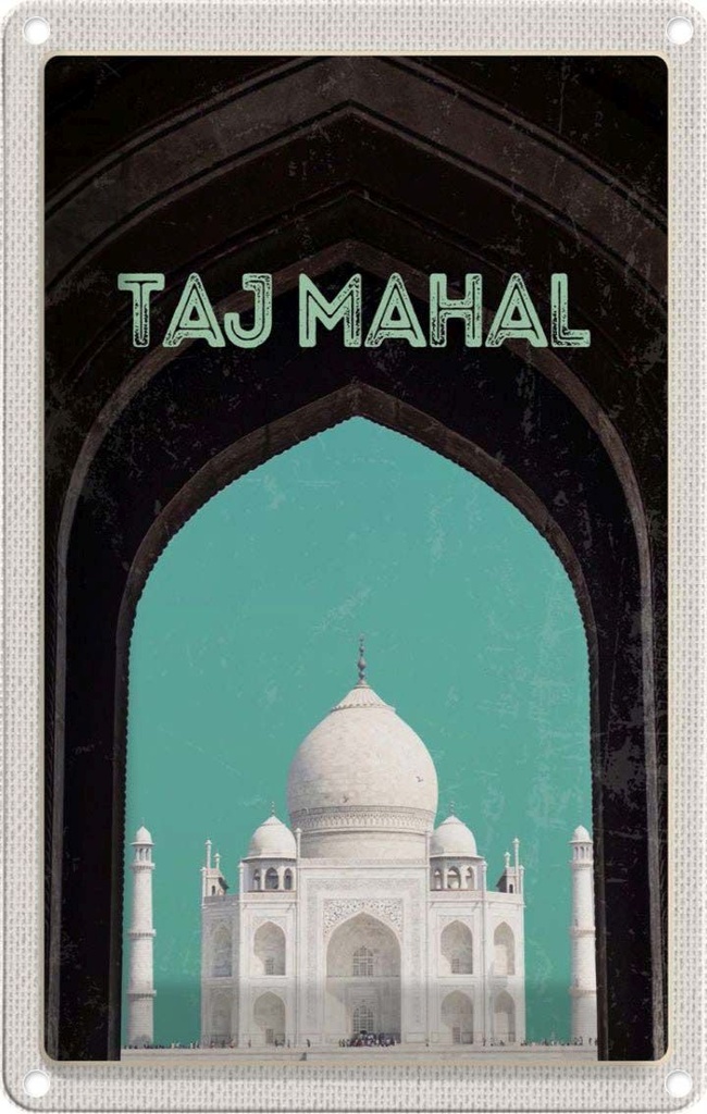 [LA-1782494] Blechschild 18x12 cm Indien Asien Taj Mahal Kultur Bildmotiv Reisemotiv Abenteuer Reisen Urlaub
