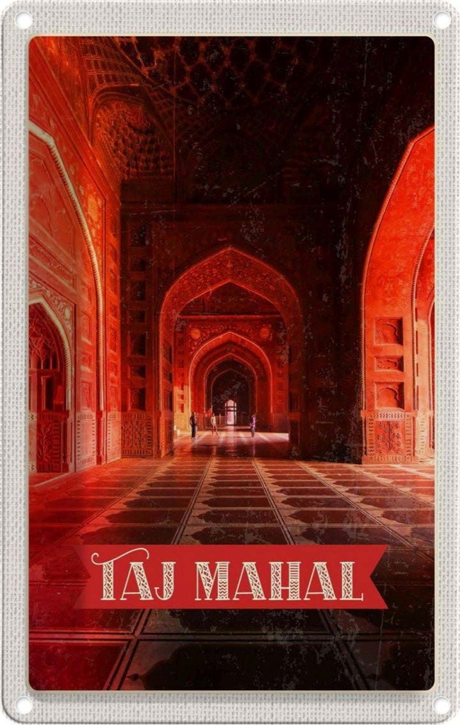 [LA-1782496] Blechschild 18x12 cm Indien Taj Mahal innen Flur Bildmotiv Reisemotiv Abenteuer Reisen Urlaub