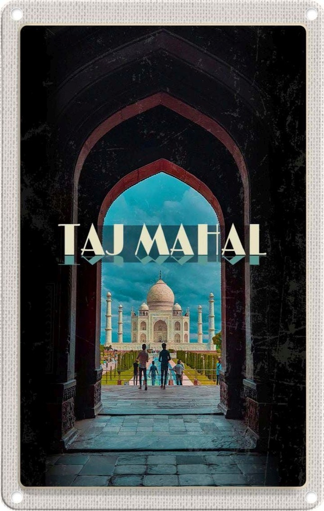 [LA-1782501] Blechschild 18x12 cm Indien Taj Mahal Menschen Muslime Bildmotiv Reisemotiv Abenteuer Reisen Urlaub