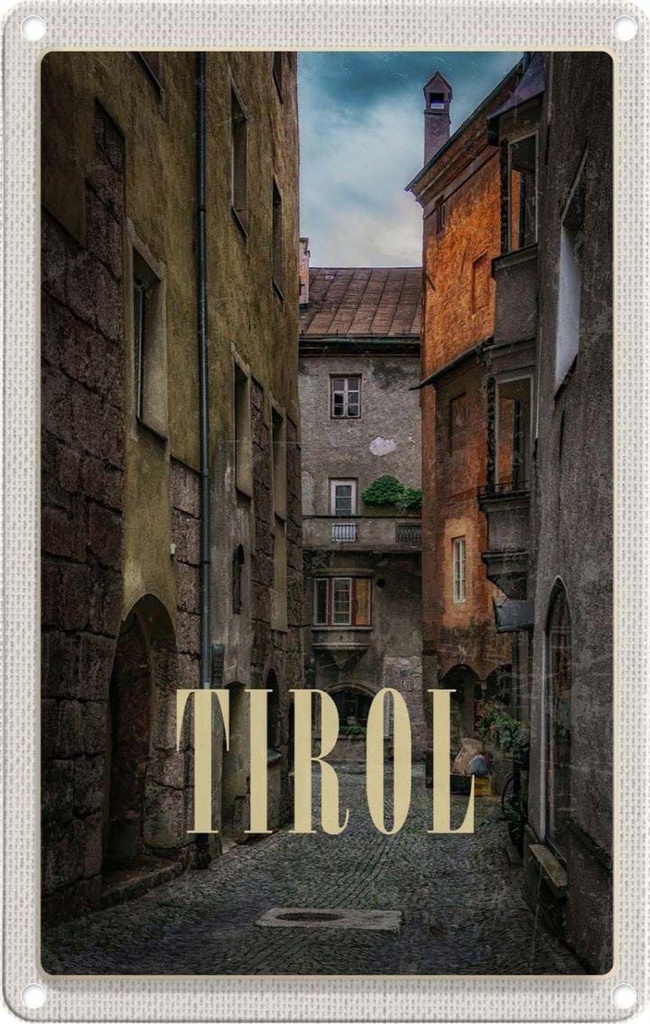 [LA-1782503] Blechschild 18x12 cm Tirol Österreich Altstadt Mittelalter Bildmotiv Reisemotiv Abenteuer Reisen Urlaub