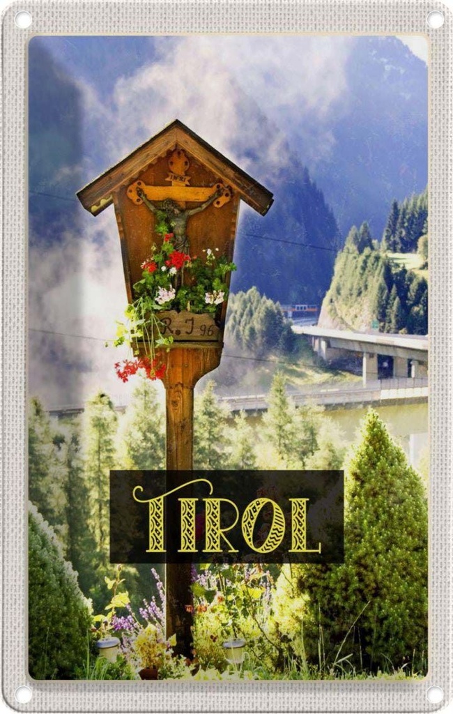 [LA-1782510] Blechschild 18x12 cm Tirol Österreich Jesus Christus Bildmotiv Reisemotiv Abenteuer Reisen Urlaub