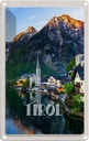 Blechschild 18x12 cm Tirol Stadt am Wasser Gebirge Bildmotiv Reisemotiv Abenteuer Reisen Urlaub