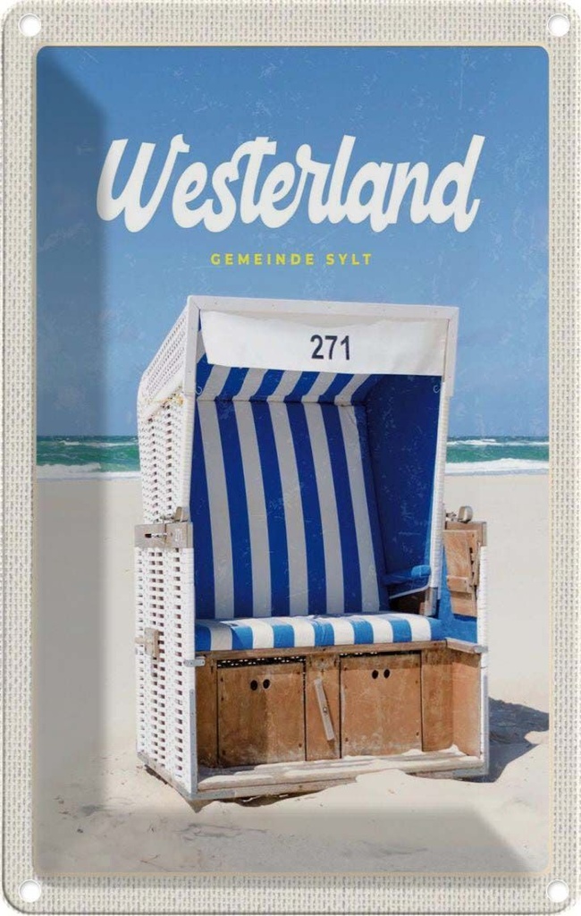 [LA-1782524] Blechschild 18x12 cm Westerland Sylt Schleswig-Holstein Bildmotiv Reisemotiv Abenteuer Reisen Urlaub