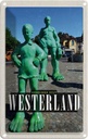 Blechschild 18x12 cm Westerland Skulptur Reisende Riese Bildmotiv Reisemotiv Abenteuer Reisen Urlaub