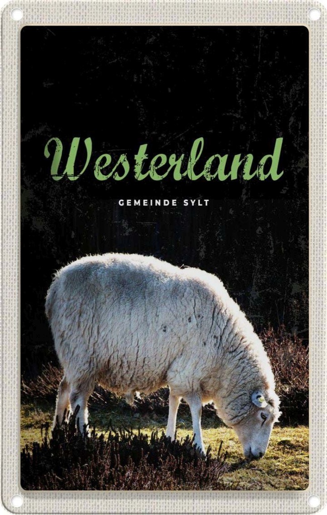 [LA-1782531] Blechschild 18x12 cm WesterlandTiere Schafe Wiese Bildmotiv Reisemotiv Abenteuer Reisen Urlaub