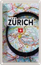 Blechschild 18x12 cm Zürich Schweiz Karte Lupe Stadt Bildmotiv Reisemotiv Abenteuer Reisen Urlaub