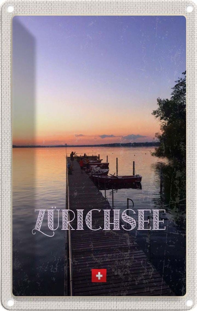[LA-1782537] Blechschild 18x12 cm Zürich Schweiz Zürichsee Bildmotiv Reisemotiv Abenteuer Reisen Urlaub