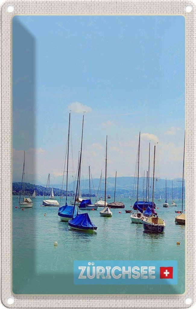 [LA-1782539] Blechschild 18x12 cm Zürich Boote auf dem Zürichsee Sommer Abenteuer Reisen Urlaub