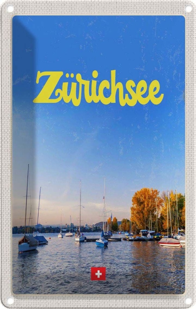 [LA-1782541] Blechschild 18x12 cm Zürich SeeBoote Bootstrip Abenteuer Reisen Urlaub