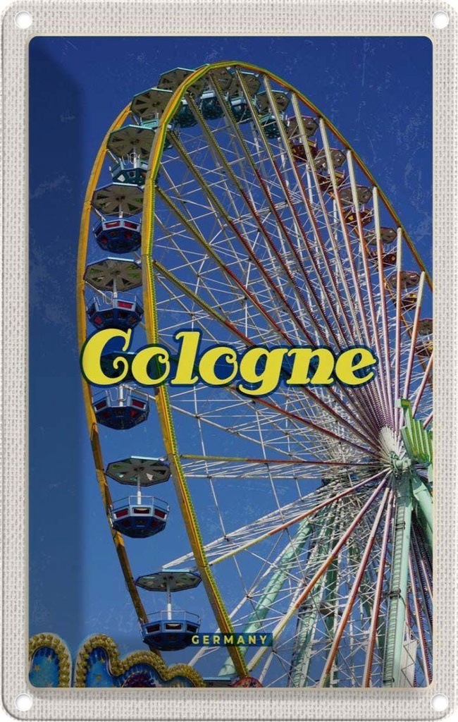[LA-1782552] Blechschild 18x12 cm Köln Kirmes Riesenrad Autoskooter Bildmotiv Reisemotiv Abenteuer Reisen Urlaub