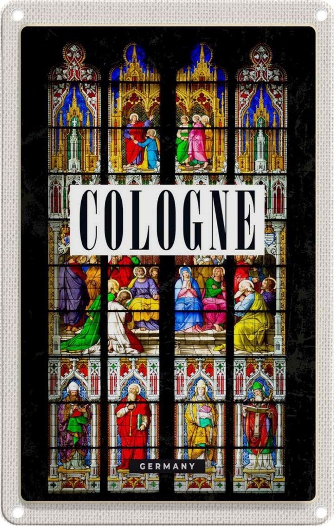 [LA-1782554] Blechschild 18x12 cm Köln Dom Geschichte Christus Zeichnung Abenteuer Reisen Urlaub