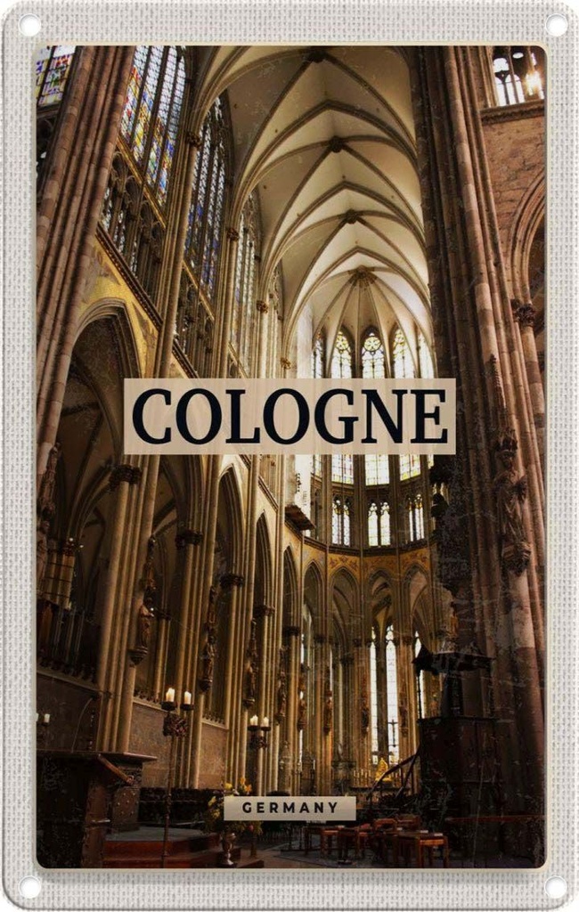 [LA-1782555] Blechschild 18x12 cm Köln Deutschland Urlaub Kirche Dom von Innen Bildmotiv Reisemotiv Abenteuer Reisen