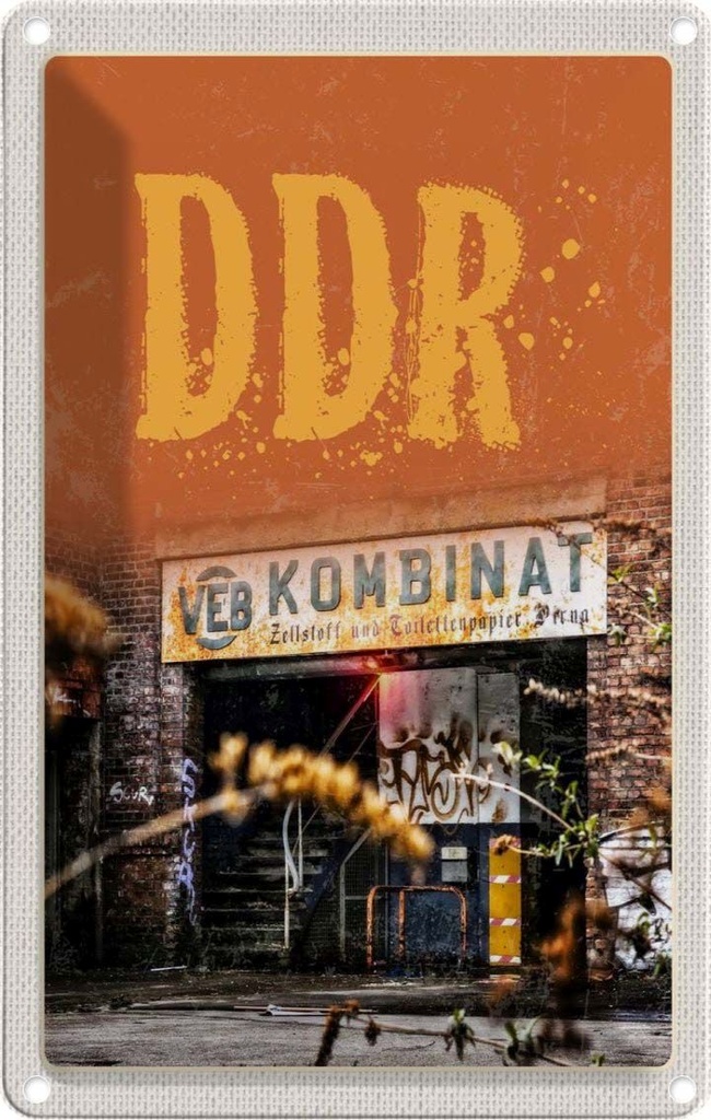 [LA-1782559] Blechschild 18x12 cm Berlin DDR Kombinat Zellstoff Bildmotiv Reisemotiv Abenteuer Reisen Urlaub