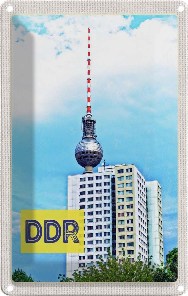 [LA-1782563] Blechschild 18x12 cm Berlin Trip Fernsehturm DDR Bildmotiv Reisemotiv Abenteuer Reisen Urlaub
