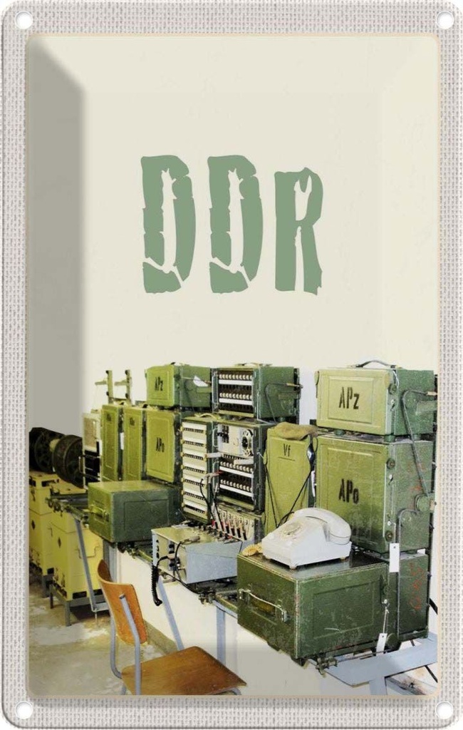 [LA-1782564] Blechschild 18x12 cm Berlin Deutschland DDR Telefon abhören Bildmotiv Reisemotiv Abenteuer Reisen Urlaub