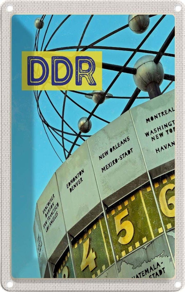 [LA-1782566] Blechschild 18x12 cm Berlin Deutschland Weltzeituhr DDR Bildmotiv Reisemotiv Abenteuer Reisen Urlaub