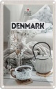 Blechschild 18x12 cm Dänemark weiß Teekanne gemütlich Decke Abenteuer Reisen Urlaub