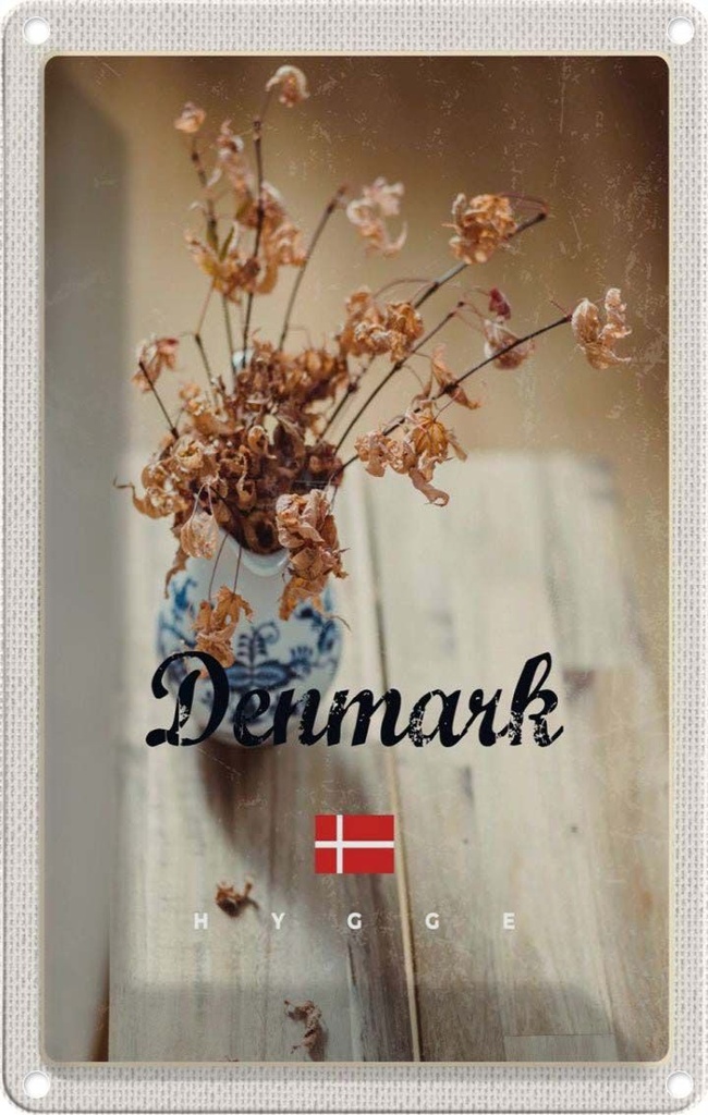 [LA-1782571] Blechschild 18x12 cm Dänemark verwelkte Blumen in Vase Bildmotiv Reisemotiv Abenteuer Reisen Urlaub