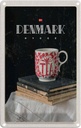 Blechschild 18x12 cm Dänemark Teetasse Bücher Tischdecke Bildmotiv Reisemotiv Abenteuer Reisen Urlaub