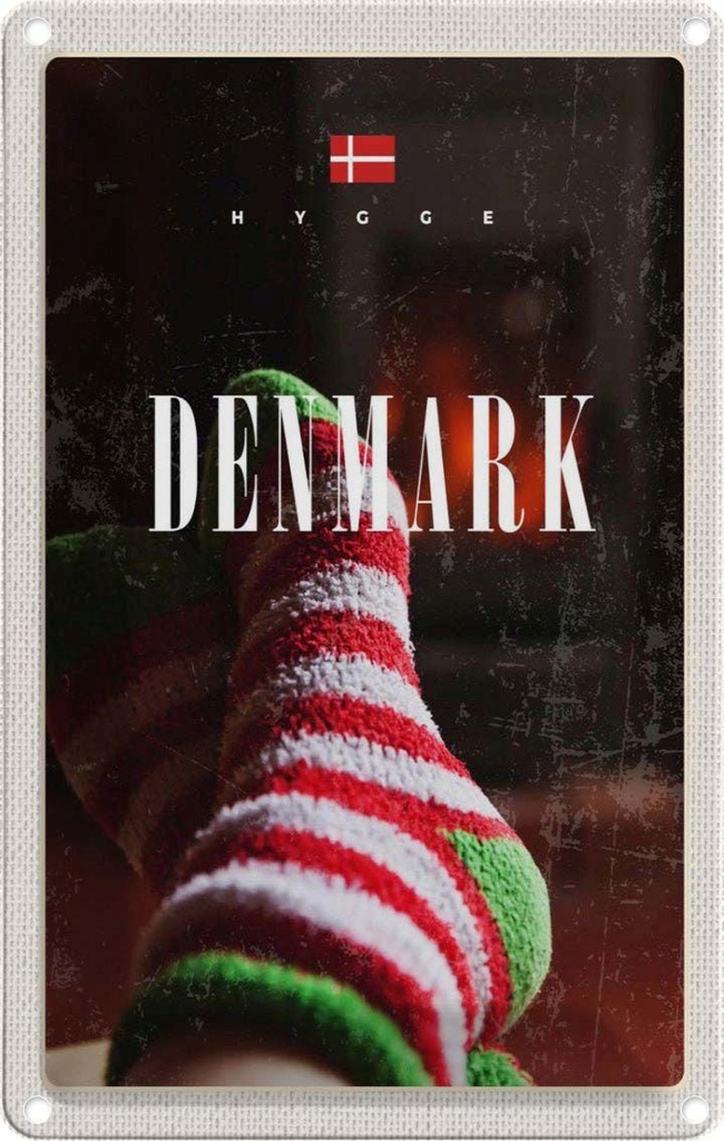 [LA-1782577] Blechschild 18x12 cm Dänemark Socken gemütlich Winterzeit Abenteuer Reisen Urlaub