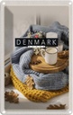 Blechschild 18x12 cm Dänemark Wollpullover Tasse Zimtstange Bildmotiv Reisemotiv Abenteuer Reisen Urlaub