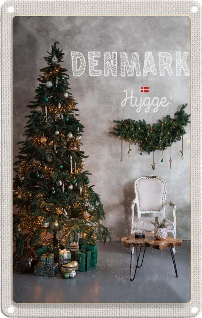 [LA-1782583] Blechschild 18x12 cm Dänemark Weihnachten Weihnachtsbaum Abenteuer Reisen Urlaub Ostern Gruß