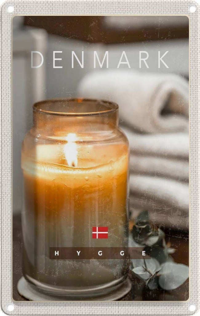 [LA-1782585] Blechschild 18x12 cm Dänemark Kerze Urlaub im Glas Blume Handtuch Bildmotiv Reisemotiv Abenteuer Reisen