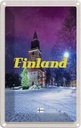 Blechschild 18x12 cm Finnland Schnee Winter Tannenbaum Bildmotiv Reisemotiv Abenteuer Reisen Urlaub