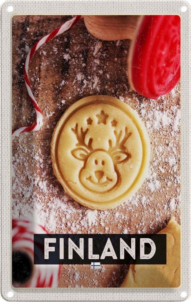 [LA-1782592] Blechschild 18x12 cm Finnland Hirsch Plätzchen Weihnachten Abenteuer Reisen Urlaub Ostern Gruß
