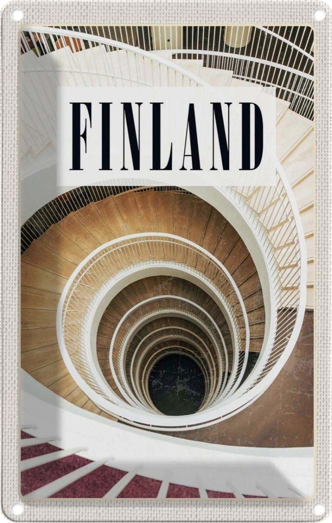 [LA-1782594] Blechschild 18x12 cm Finnland Treppen Gebäude Stufen Gang Bildmotiv Reisemotiv Abenteuer Reisen Urlaub