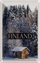 Blechschild 18x12 cm Finnland Haus Schnee Wald Winterzeit Bildmotiv Reisemotiv Abenteuer Reisen Urlaub